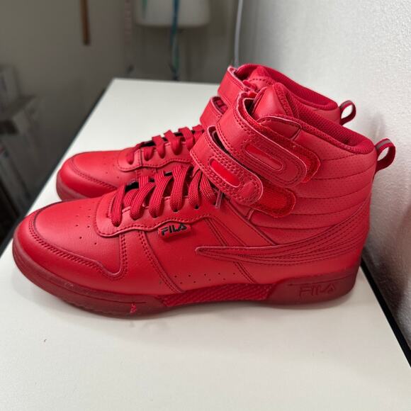 Fila Red Monochromatic F-14 High Top Casual Sneaker Shoe 8 - Picture 4 of 14